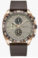 Kenneth Cole Quartz Chronograph Grey dial Leather Strap Watch for Men