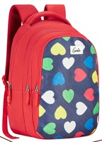 Genie Hearts School Bag for Girls, 17 inch. Red colour Backpack for Women, 27 L Backpack 