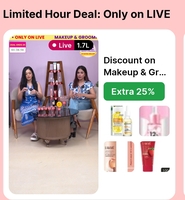 Flipkart live shop: Extra 25% Discount on Makeup & Grooming  + Jewellery set at 99/-