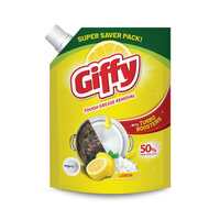 Giffy Liquid Dish Wash Gel 2L with Active Salt & Lemon| 2x Faster Tough Grease Removal & Natural Fragrance| Removes Odour| Easy Lather & Rinse Off| Leaves No White Residues| Hand-Safe