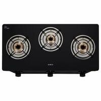Elica Vetro Glass Top 3 Burner Gas Stove (Black)