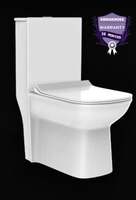 KrissKross Premium Rimless Floor Mounted One Piece Water Closet Ceramic Western Toilet/Commode With Soft Close Seat Cover For Lavatory, Toilets S-Trap Outlet Is From Floor 