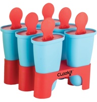 Clazkit Set of 6 Plastic Reusable Ice Pop Makers, Homemade Popsicle/Frozen Ice Cream/Kulfi Candy for Children & Adults - Multicolor, 11.4 x 11.9 x 14.1 cm 