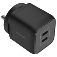 Croma 45W Type C 2 Port GaN Charger (Adapter Only, Black)