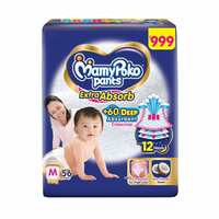 MamyPoko Pants Extra Absorb Baby Diapers, Medium (M), 56 Count, 7-12kg