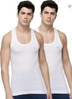 Pack of 2 Dollar Lehar Combed Cotton Men's White Vest Men Vest (Moq 2)