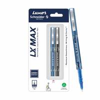 Luxor Schneider LX MAX roller ball pen, Pack of 2, 1 Blue+ 1 Black, Needle Tip, 0.5mm, 100% German Technology, 1000+ mtrs writing length, Waterproof Ink, Ideal for Students & Professionals
