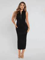 Women Bodycon Black Midi/Calf Length Dress