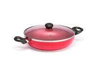 Butterfly Coral DLX Granite Non Stick Kadai with Glass Lid | 260MM | Premium Virgin Aluminium | Induction Base| PFOA Free | Scratch Resistant | for Curry, Dal, Rice | Velvet Red