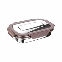 Joyo Stainless Steel Daily (Small) Tiffin I Lunch Box Container 4 Side Clip Lock Lid for Office & School Use I Food Grade I Air Tight - Brown