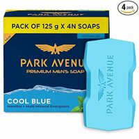 Park Avenue Premium Men’s Soaps for Bath – Cool Blue | 125g (Pack of 4) | Menthol & Mineral Energizer | Grade 1 Soap | For All Skin Types