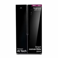 Godrej 600 L, 3 Star, 1+2 Years Additional Warranty, Smart Convertible Zones, Toughened Glass Door Frost Free Inverter Side By Side Refrigerator(2025 Model, RS EONVELVET 646C RIT OP BK, Opera Black)