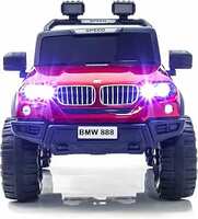 LITTLE PUP Kids Speed-888 Battery car for Kids | Battery Operated Jeep for 1 to 7 Year | Electric Ride on-Dual Control Mode, Swing Function, Led Lights, with Seat Belts | (Red)