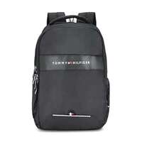 Tommy Hilfiger Joshua Polyester Unisex 15 Inch Laptop Backpack - Black | 21 Ltr Capacity| Padded & Adjustable Strap | Water Resistant | 3 Compartment | Water Bottle Holder | USB Cable holder Pocket