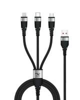 Wayona 3in1 Nylon Braided 66W USB Fast Charging Cable with Type C, Lightening and Micro USB Port, Compatible with iPhone, iPad, Samsung Galaxy, One Plus, Mi, Oppo, Vivo, iQOO, Xiaomi (1M, Black)