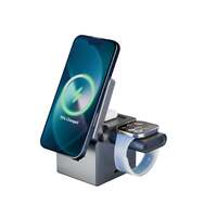 alain 3-in-1 Portable Desktop Wireless Charger Station | Folding Magnetic 10W & 15W Charger for Mobile Phones, Smartwatches & Earbuds | Compact & Travel-Friendly Design