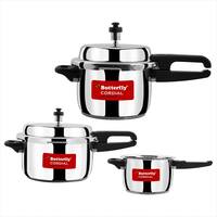 Butterfly Cordial 2, 3 & 5 Litres Outer Lid SS Pressure Cookers | Induction & Gas Stove Compatible | ISI Certified | 2 Years Manufacturer's Warranty | Stainless steel | Silver