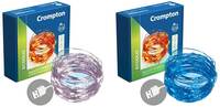 Crompton Galaxy Decoration Copper USB Powered String Fairy Lights with 100 Led Light (10 Meters, Blue & Cool White, Pack of 2)