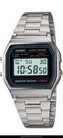 CASIO A-158WA-1DF Vintage A158WA-1DF Black Dial Silver Stainless Steel Band Digital Watch  - For Men & Women 