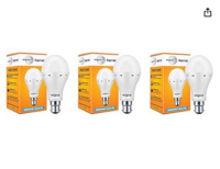 wipro Garnet 9w LED Emergency Bulb | B22 LED Bulb Base 4 Hours battery back up | Pack of 3