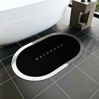 Cortina Premium Silicon Floor Mat, Bath Mat, Doormat, Bathroom Carpet, Cushion Mat Super Absorbent Soft Carpet, Quick Dry Dirt Barrier for Home, Office, (60x40), Black