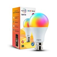 wipro 9-Watt B22 WiFi Smart LED Bulb with Music Sync (16 Million Colours + Warm White/Neutral White/White) (Compatible with Amazon Alexa and Google Assistant), Standard (NS9400)(Pack of 1)