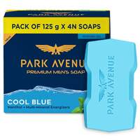 Park Avenue Premium Men’s Soaps for Bath – Cool Blue | 125g (Pack of 4) | Menthol & Mineral Energizer | Grade 1 Soap | For All Skin Types