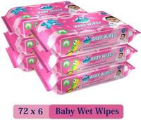 GLIDER Baby Wipes | Soft & Gentle | Aloe Vera & Vitamin E (Pack of 6) 