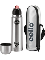  Cello Flipstyle Thermosteel Flask, 1000ml, Silver | 24 Hours Hot and Cold Water Bottle | Flask for Tea Coffee | Rust & Leak Proof | Ideal for Office, Gym, Home, Kitchen, Hiking, Travel Bottle 