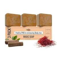 Ghar Soaps Sandalwood & Saffron Magic Soaps For Bath (300 Gms Pack Of 3) | Paraben Free | Chandan & Kesar Bath Soap | Handmade Soaps For Glowing | Skin Brightening Soap For Men & Women