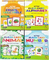 Kiddie Castle My Flash Card Pack of 4 Alphabet, Numbers, Animal, Fruits and Vegetables 64 cards  (Multicolor)