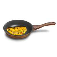 Preethi Artistic Collection Die Cast Non Stick Fry Pan, 24 cm,with Glass Lid, 5 Star Non Stick Effect, Cook & Serve, Earthy Brown