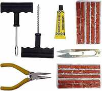  Jagger Complete Tubeless Tyre Puncture Repair Kit (Nose Pliers + Cutter + Rubber Cement + Extra Strips) 