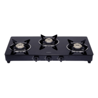Elica 773 Toughened Glass Top 3 Burner Manual Gas Stove (Black)