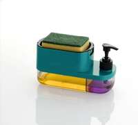 Stewit 3 in 1 Soap Pump Dispenser, Dish Soap Liquid Dispenser, Sponge Holder for Kitchen Sink, Countertop, Kitchen Bathroom (White)