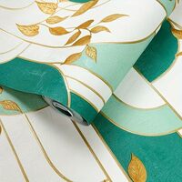 FOKRIM Wallpaper Walls Sticker Waterproof Self Adhesive Green Leaf Wallpaper