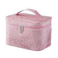  Wolpin Pink Makeup Organizer Pouch Professional Large Cosmetic Kit Storage Travel Toiletry Vanity Bag with Big Compartment, Makeup Brush Holder (22 x 16 x 15 cm) 