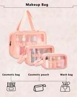 84% off - Set of 3 JASODANANDAN Makeup Bag Portable Toiletry Wash Bag ( Toiletry Organizer for Travel Women (Pink) Multi purpose bag Vanity Box)