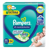 Pampers All round Protection Pants  (0-5kg) 34 Count, Lotion with Aloe Vera