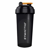 Amazon Brand - Symactive Plastic Shaker Bottle | Protein Shaker | Leak-Resistant | (700ml, Black)