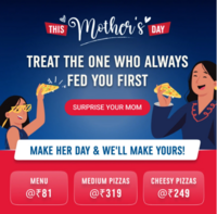 Domino’s Mother’s Day Offer :- Menu At ₹81, ₹249, ₹319 