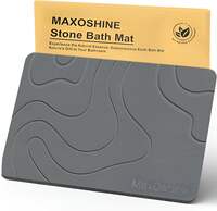 MAXOSHINE TerraDry Stone Mat for Bathroom-Highly Absorbent Diatomaceous Earth Shower Mat-Antislip Stone Bath Mat for Home Kitchen Living Room-Quick Drying Floor Mat (Dark Grey 35 X 45 cm)