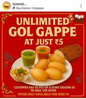 Unlimited Gol Gappe At just  Rs. 5 ( for Mumbai users )