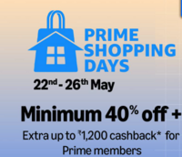 Prime Shopping Days - Minimum 40% off + Upto ₹1200 cashback (prime members) + Bank Offers (HDFC, Federal & more)