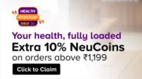 1MG on Tata Neu get extra 10% Neucoins (Max reward: 200 Neucoins) on orders above 1199 (16-20 May)