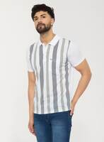 Men White Casual strip Printed Tshirt