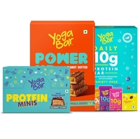 Limited-time deal: Yogabar Variety Combo Pack, 35 Bars | Power Up 20g Proteins Bar x 5 | Breakfast Bars x 6 | 4g protein mini x 24