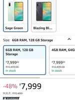 Samsung Galaxy M06 5G (Sage Green, 6GB RAM, 128 GB Storage) Lowest price so far. Rs.7,999