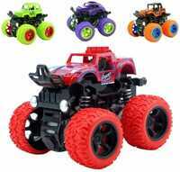 TITIRANGI 4 Pack 4WD Monster Truck Cars,Push and Go Toy Trucks Friction Powered Cars