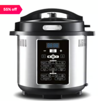 Bergner Black Stainless Steel Fry-Cook Electric Pressure Cooker and Air Fryer Bergner